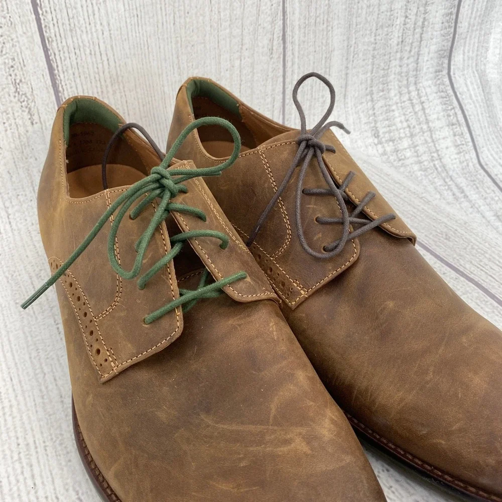 Johnston & Murphy Bostonian Oxford Shoes Mens 13 Brown Distressed Leather Brogue